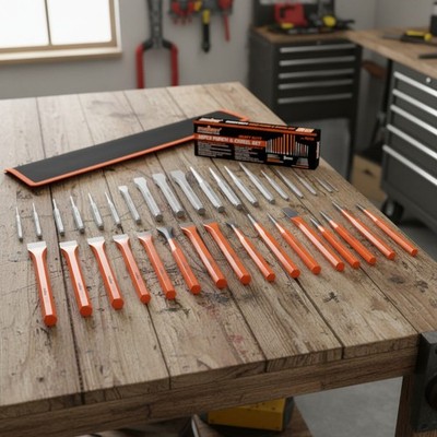28-Piece Heavy Duty Punch and Chisel Set - Precision Tools for Professionals