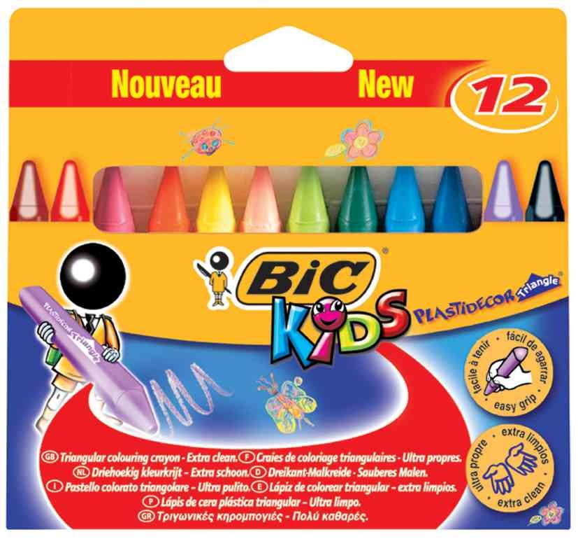 BIC Kids Plastidecor Craies triangulaires robustes et propres boite de 48 pièces