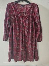 American Eagle Outfitters M Women's Red Floral Long Sleeve Short A-Line Dress