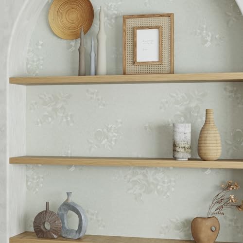 Embossed Floral Wallpaper Textured Neutral Rose Flower Wallpaper for Beige - Picture 5 of 8