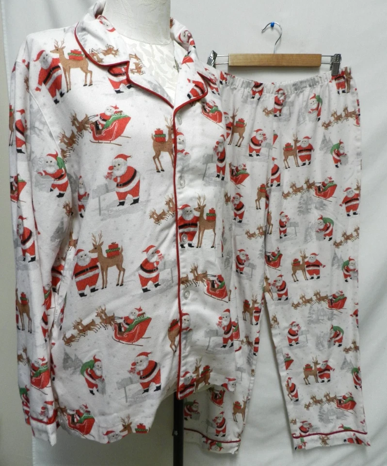 Pottery Barn Christmas Heritage flannel pajama pant top Set Size Sz Medium Md M - Image 2 of 4