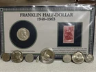 Mixed lot Silver & Clad Kennedy 1/2, V nickel, 1 g silver bullet, Benji W/stamp