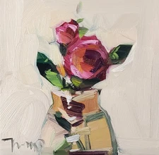 Bold Texture Rose Art PRINT 16x16 Painting by Expressionist Artist Jose Trujillo