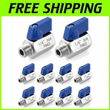 10 Pack Mini Stainless Steel Ball Valves 1/4" NPT Thread for Secure Connections