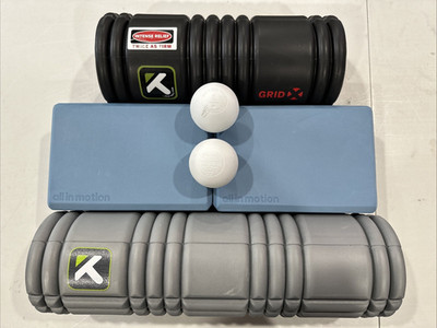 Mobility Equipment Set - Soft & Firm Foam Roller, Lacross Balls, Yoga Blocks