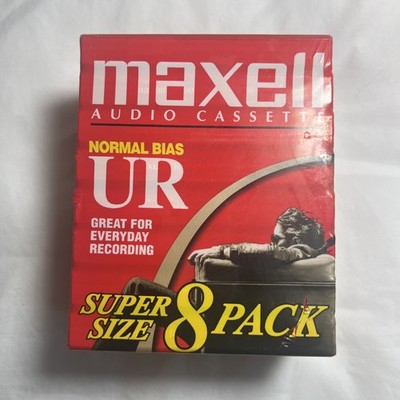 Maxell UR 60 Normal Bias Audio Cassette Tapes 8 Pack Super Size NEW