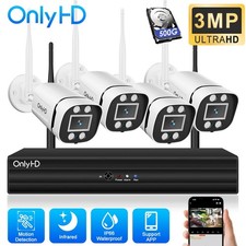 3MP HD 4CH NVR Wireless CCTV Home Outdoor Security System with Audio Hard Drive