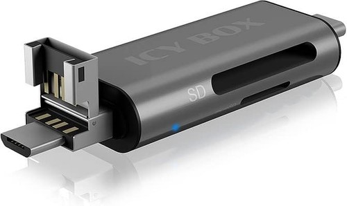 ICY BOX SD Kartenleser mit USB 3.0 für SD & Micro-SD, 3 USB-Stecker (USB-C, USB- - Photo 4/10