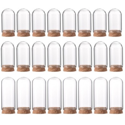24Pcs Cloche Glass Dome Bell Jar Display Case with Cork Base 1.57''x1.18''