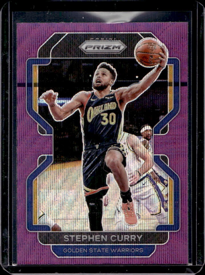 2021-22 Panini Prizm Stephen Curry Purple Wave #154 Warriors