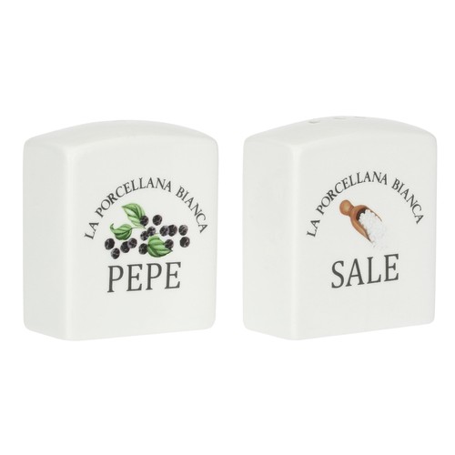 LA PORCELLANA BIANCA Conserva Sale e Pepe Deco 6,5cm Bianco Porcellana - Foto 2 di 3