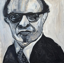 MENACHEM BEGIN 12 X 12 Mixed Media on Canvas.  Israeli Prime Minister 1977-1983