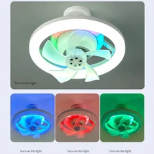 Modern Ceiling Fan With RGB Light Remote Control 3 Speed LED Flush Mount Fan