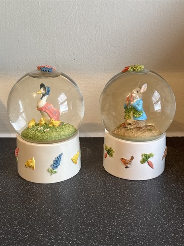 Rare Beatrix Potter Peter Rabbit And Jemima Puddle-duck Snow globe A9223 A9224 - Picture 2 of 10
