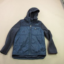 The North Face Boys M Blue Softshell Jacket Full Zip Hiking Outdoor Mid-Length