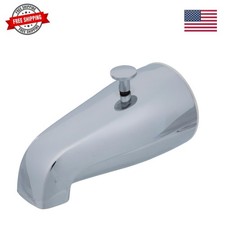 Tub Spout with Rear Pull Up Diverter, Fits 1/2 or 3/4 in IPS Pipe, Chrome Bat...
