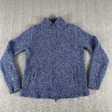 L.L. Bean Lambswool Full Zip Sweater Blue Men  s Medium Pockets