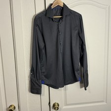 Men's Long Sleeve Regular Fit Button Up Solid Dress Shirt French Cuffs 16 32/33