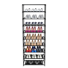 10 Tier Stackable Shoe Rack Storage Shelves - Stainless Steel Frame Holds 50 Pai
