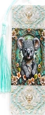 ELEGANT KOALA BEAR,GOLD AND GREEN, - ,BIRDS,CATS, DOGS-BOOKMARKS