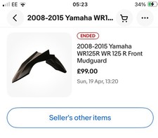 2008-2015 Yamaha WR125R WR 125 R Front Mudguard 