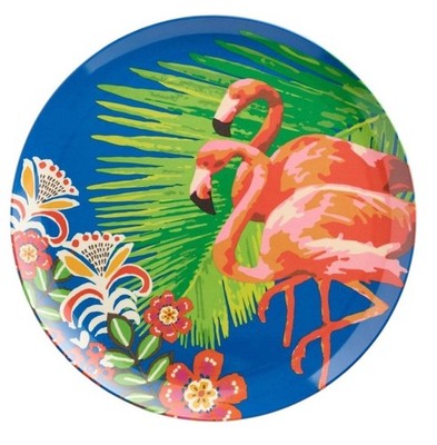 Flamingo Melamine Dinner Plate Colorful Tropical Beach Resort Summer World Mar