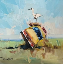 Jose Trujillo Fine Art PRINT 16x16" Collectible Artist Painting Car Landscape