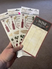 Wine Alcohol Scrapbooking Stickers Note Pad Lot of 4 Sticky Pix Paper House