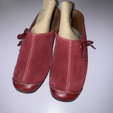 Naturalizer Women's Red Suede LeatherMules Size 11M Slip On Flats Shoes  EUC