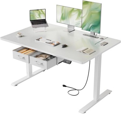 Electric Standing Desk with 2 Drawers & Power Outlets, Stand Up Computer Desk