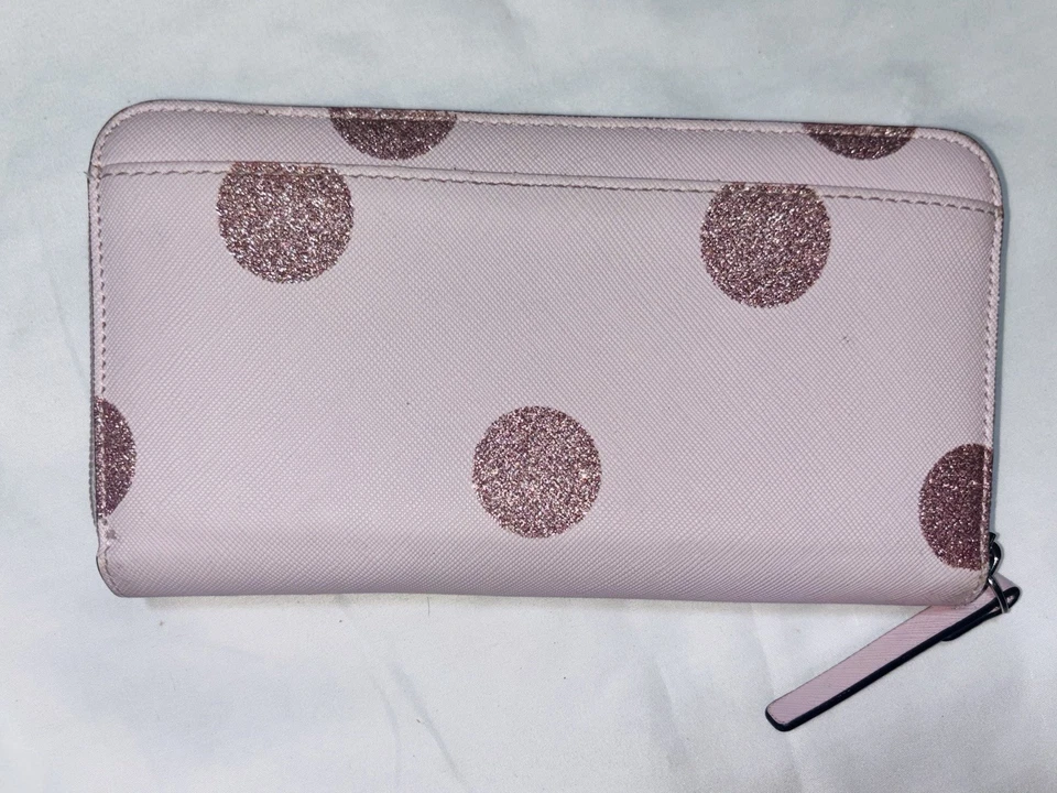 Cartera Kate Spade Lila Street Dot Lacey Rosa Oro Charol Cremallera Alrededor Foto 3 de 4