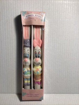 Vintage Easter Bunny Taper Candles Set of 2 Candles Spring Easter Holiday
