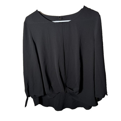 BCX Blouse Women's XL Round Neck Twist 3/4 Sleeve Lightweight Top Shirt