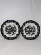 2 Royal Stafford Christmas Village Scene Dinner Plates NWT holiday XMAS VHTF new