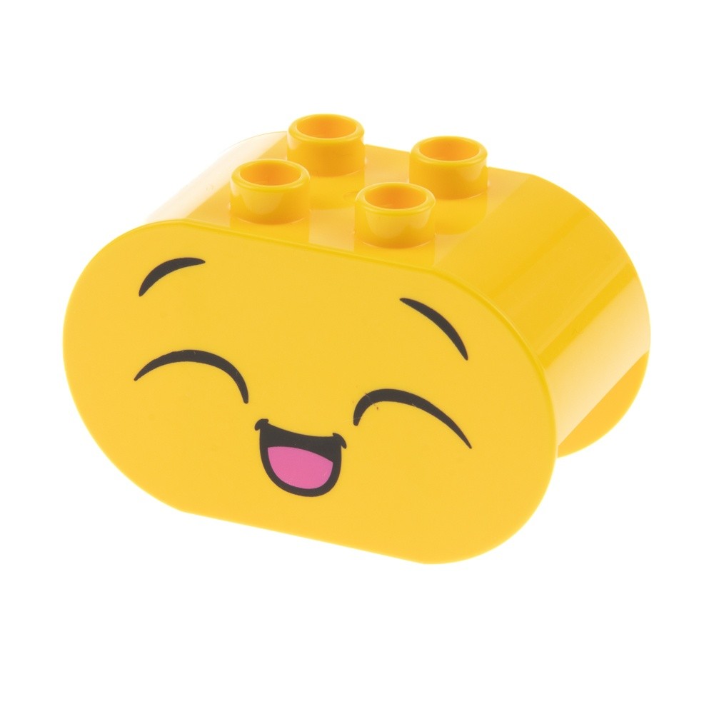 1X Lego Duplo Building Brick 2X4X2 Yellow Rounded Happy/Angry 4198PB49