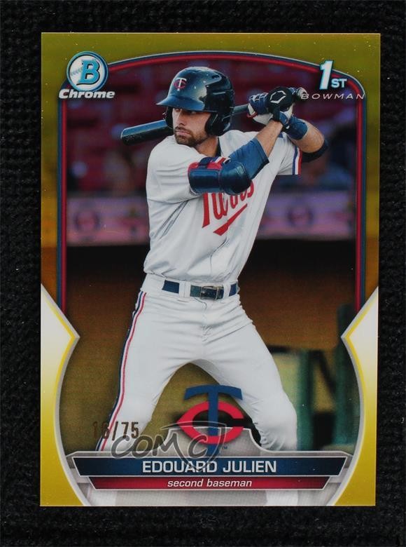 2023 Bowman Chrome Prospects Yellow Refractor 16/75 Edouard Julien #BCP-82 5x8