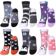 Kids Fuzzy Socks Boys Girls with Grips Non Slip Slipper Socks Cozy Fluffy Win...