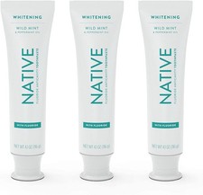 Native Toothpaste - 3pk Wild Mint, Fluoride, Whitening, Naturally-Derived 4.1oz