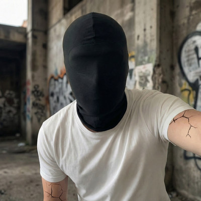 Unisex Full Face Mask Ice Silk Balaclava Breathable Cosplay DIY Costume Black