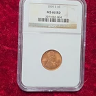 1939-S Lincoln Wheat Small Cent NGC MS66 RD Bronze Cert 3291683-064
