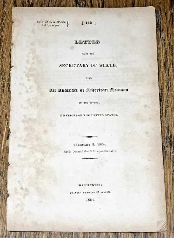 1824 Letter Secretary State Abstract Of American Seamen In US John Quincy Adams