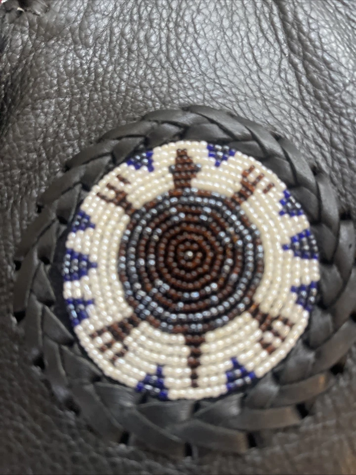 Chaleco de cuero vintage Western World Shaf negro para mujer con flecos/cuentas grandes Foto 4 de 4