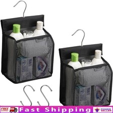 Portable Shower Caddy Hanging Organizer Space Saving Mesh Fabric W/ Hooks 2 Pack