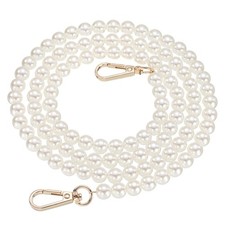 2 Pcs Imitation Pearl Purse Strap, 47 Inch Handbag Plate Clasp, Gold