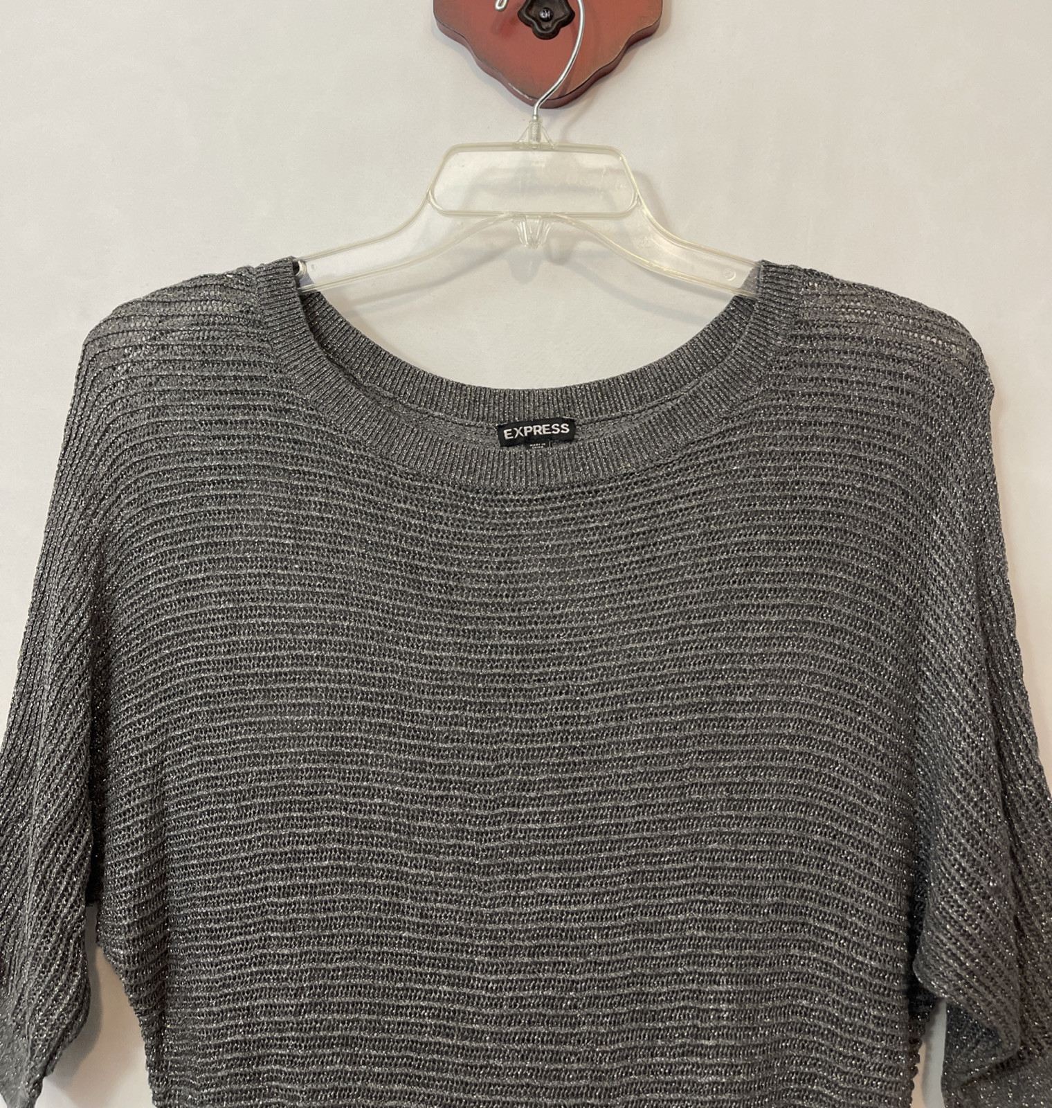 Express Womens Medium Gray Silver Threaded See-Th… - image 2