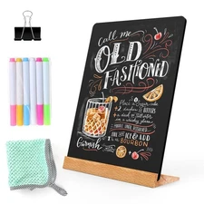 NEWSHOW 8.7x12 Inch Tabletop Chalkboard with Wood Holder Double-Sided Paintin...