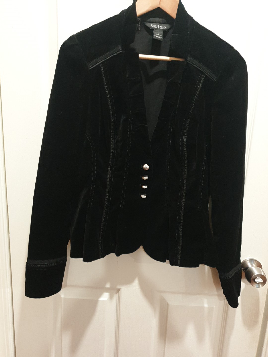 Women's 8 White House Black Market Goth Military Cavalry Jacket Velvet Vampire