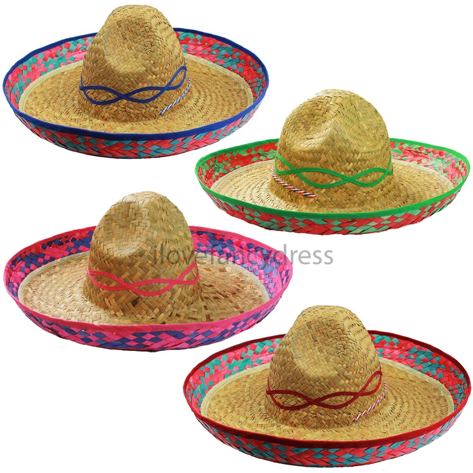 ILOVEFANCYDRESS MEXICAN SOMBRERO HAT WILD WESTERN BANDIT FANCY DRESS COSTUME ACCESSORY 4 COLOURS