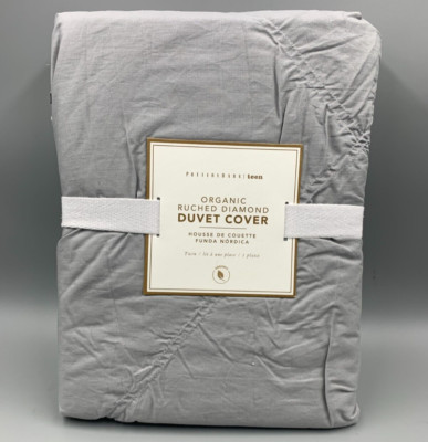 Pottery Barn Teen Dorm Organic Ruched Diamond Duvet Cover Gray Twin #N43