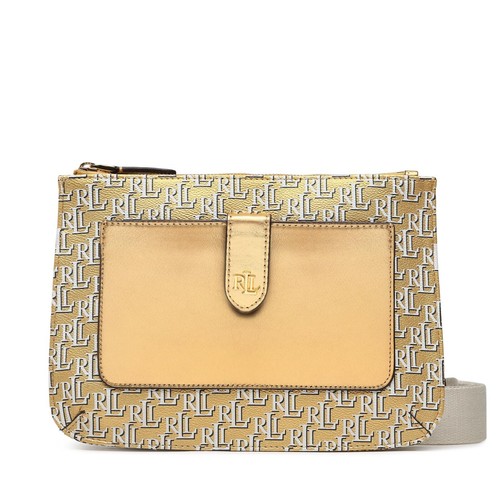 Lauren Ralph Lauren Umhängetasche Jamey Gold Monogram Signature Leder Neu